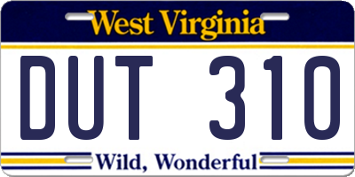 WV license plate DUT310