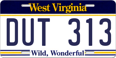 WV license plate DUT313
