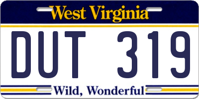 WV license plate DUT319