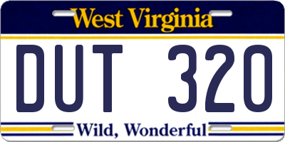 WV license plate DUT320