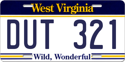 WV license plate DUT321