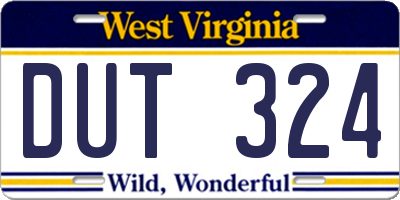 WV license plate DUT324