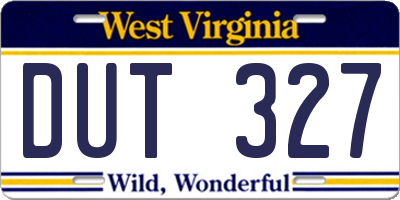 WV license plate DUT327