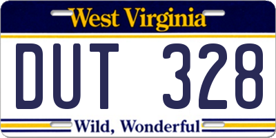 WV license plate DUT328