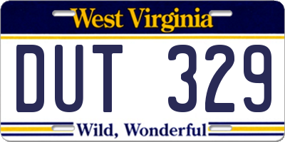WV license plate DUT329
