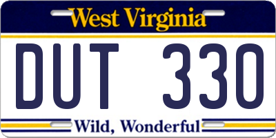 WV license plate DUT330