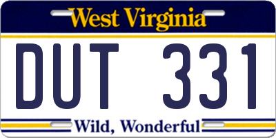 WV license plate DUT331