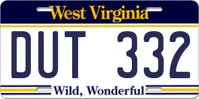 WV license plate DUT332