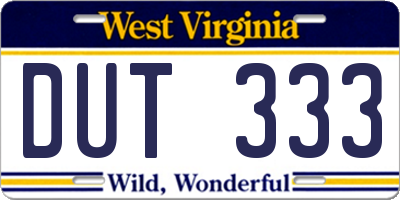 WV license plate DUT333