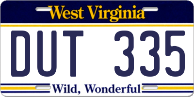 WV license plate DUT335