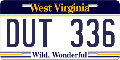 WV license plate DUT336