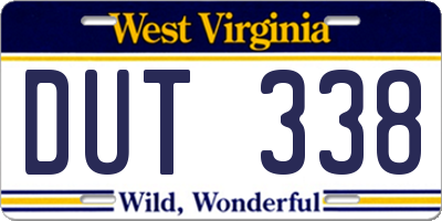 WV license plate DUT338