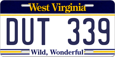 WV license plate DUT339