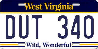 WV license plate DUT340