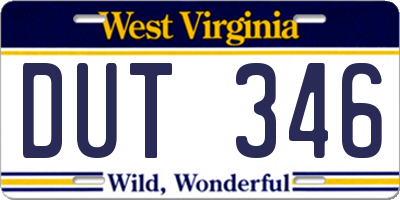 WV license plate DUT346