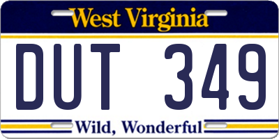 WV license plate DUT349