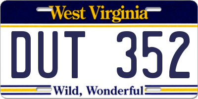 WV license plate DUT352