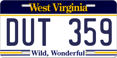 WV license plate DUT359