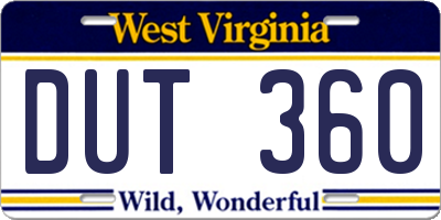 WV license plate DUT360