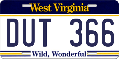 WV license plate DUT366