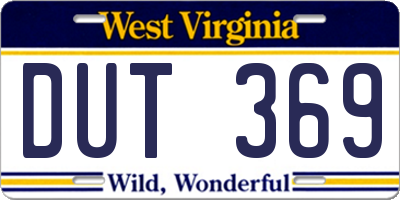 WV license plate DUT369