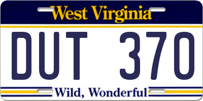WV license plate DUT370