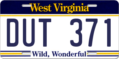WV license plate DUT371