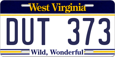 WV license plate DUT373