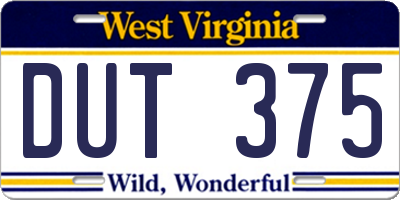 WV license plate DUT375