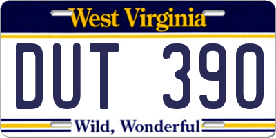 WV license plate DUT390