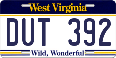 WV license plate DUT392