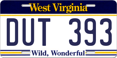 WV license plate DUT393
