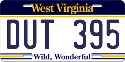 WV license plate DUT395