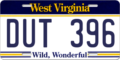 WV license plate DUT396