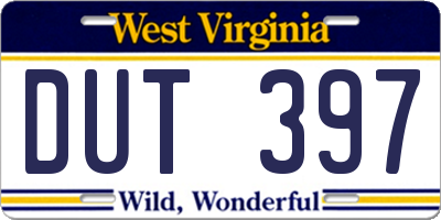 WV license plate DUT397