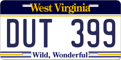 WV license plate DUT399