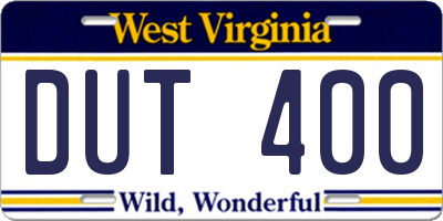 WV license plate DUT400