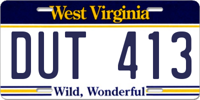 WV license plate DUT413