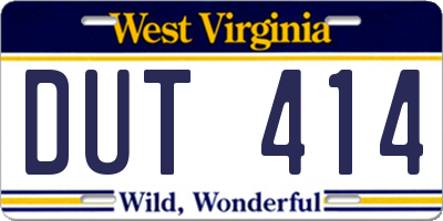 WV license plate DUT414