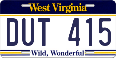 WV license plate DUT415