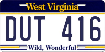 WV license plate DUT416