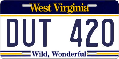 WV license plate DUT420