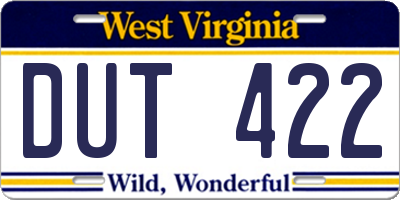 WV license plate DUT422