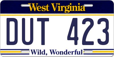 WV license plate DUT423