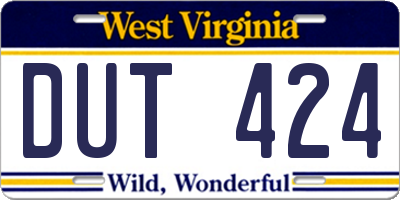WV license plate DUT424