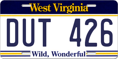 WV license plate DUT426