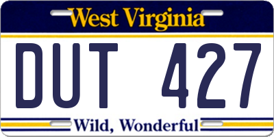 WV license plate DUT427