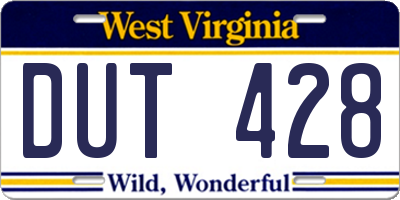 WV license plate DUT428