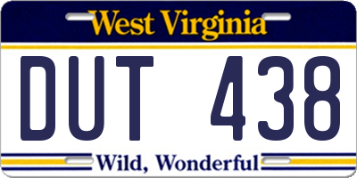 WV license plate DUT438