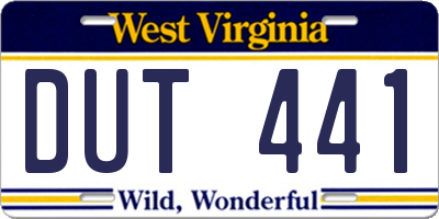 WV license plate DUT441